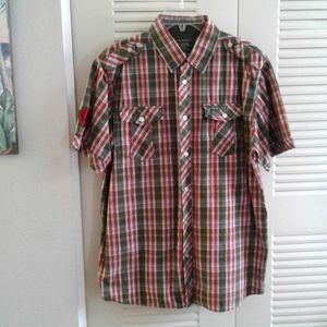 NWOT.  G.I. Surplus B.O.U Button Down Shirt with in Peace, Prepare for War.